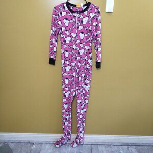 Peanuts Snoopy Print Hot Pink Footed Adult Onesie / Halloween Costume M